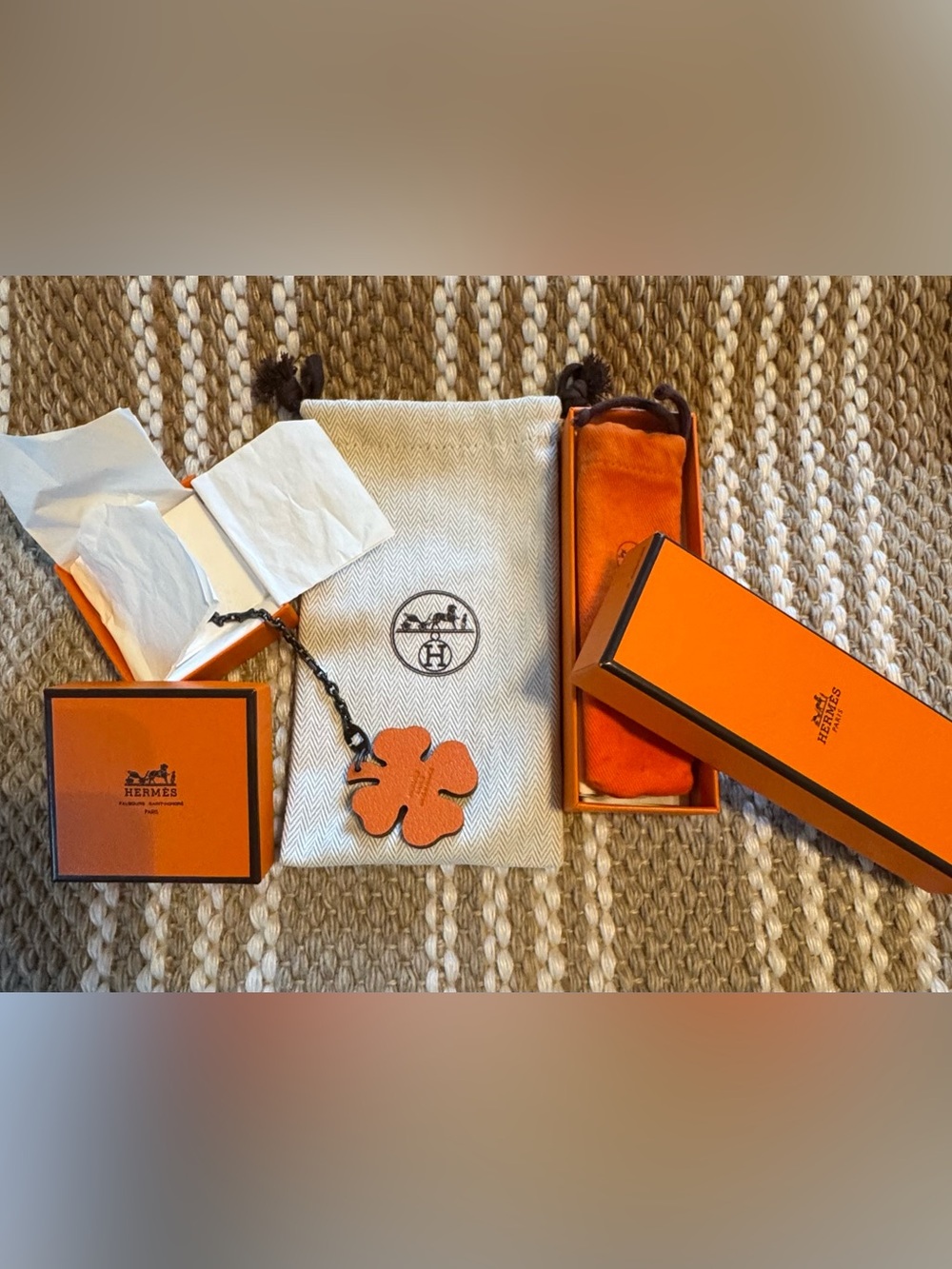 Hermès Small Orange Signature Gift Box with Branded Drawstring Pouch